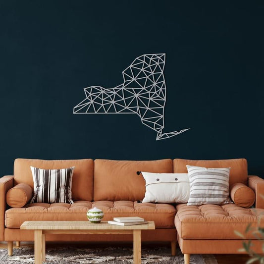 Geometric New York Map Metal Wall Decor - MAIA HOMES