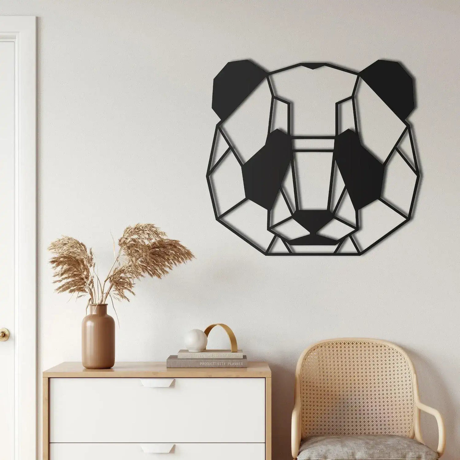 Geometric Panda Head Metal Wall Hanging Decor