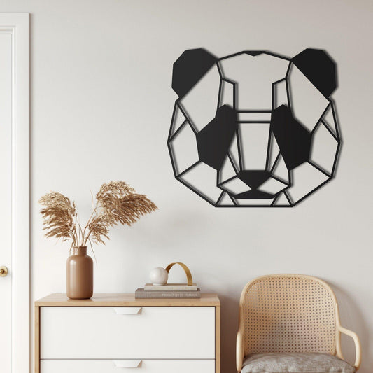 Geometric Panda Head Metal Wall Hanging Decor - MAIA HOMES