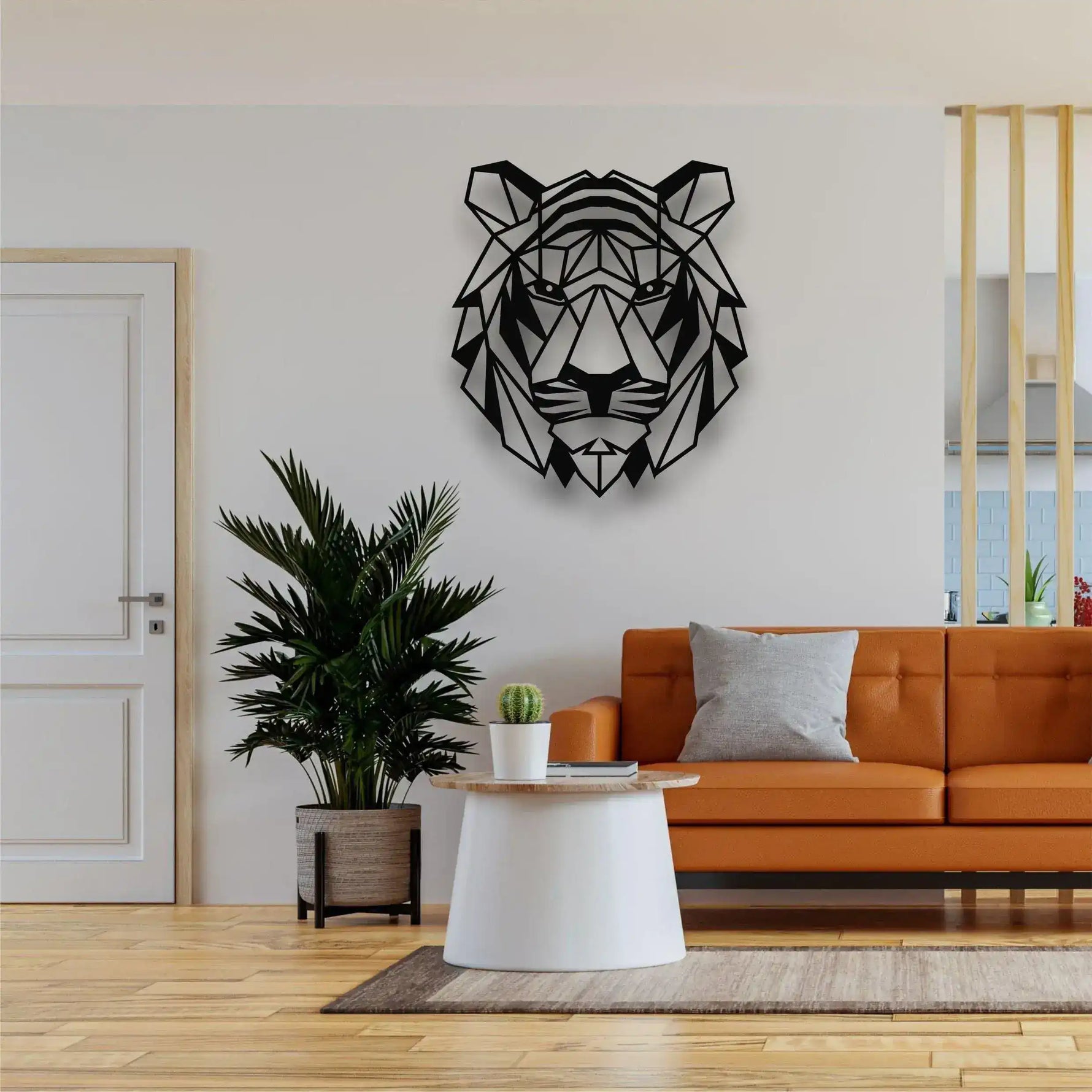 Geometric Tiger Head Metal Wall Hanging Decor