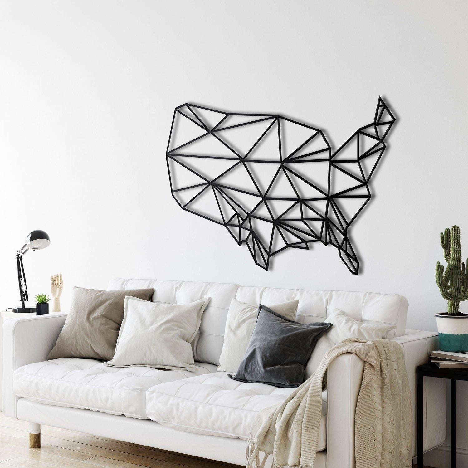 Geometric USA Map Metal Wall Art