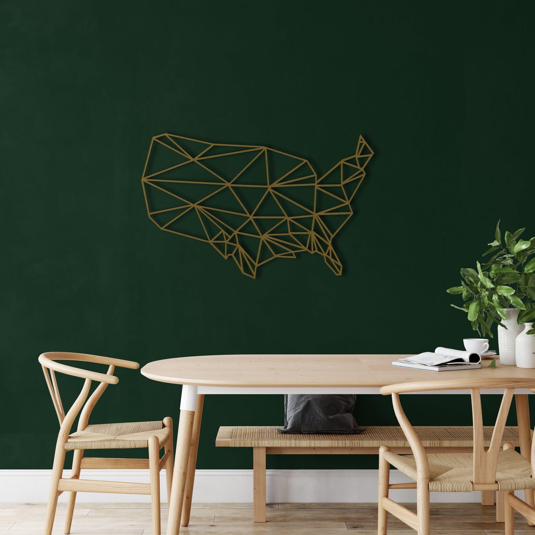 Geometric USA Map Metal Wall Art