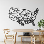 Geometric USA Map Metal Wall Art Black