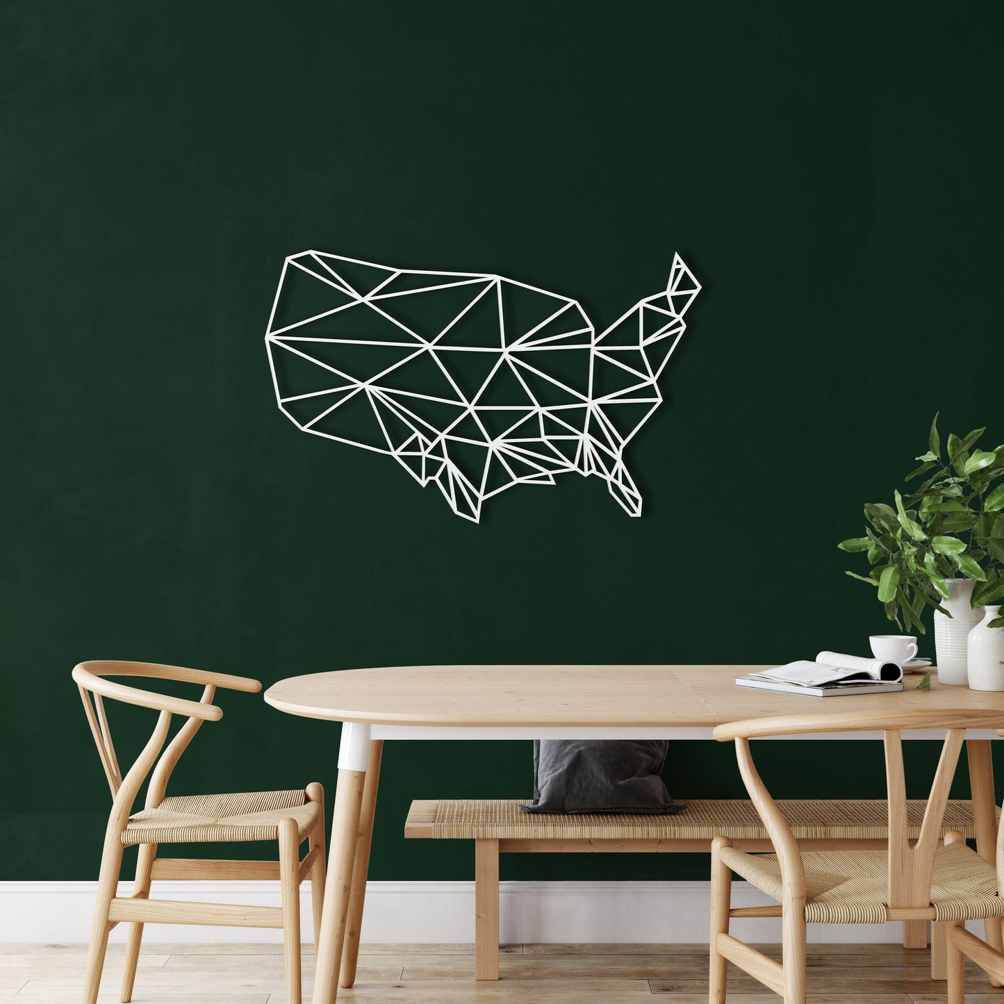 Geometric USA Map Metal Wall Art