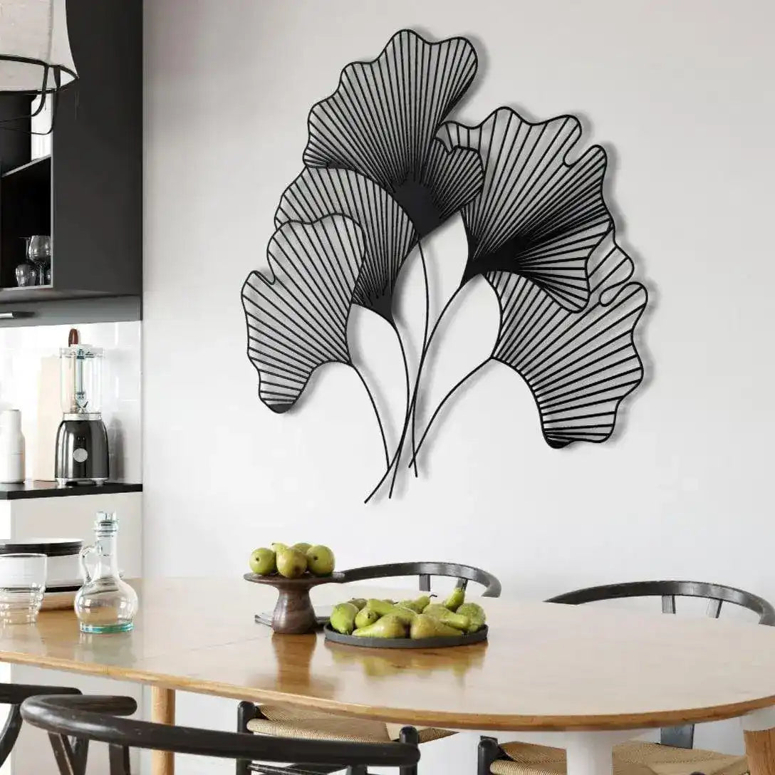 Ginkgo Bilbao Leaf Flower Metal Wall Hanging Decor