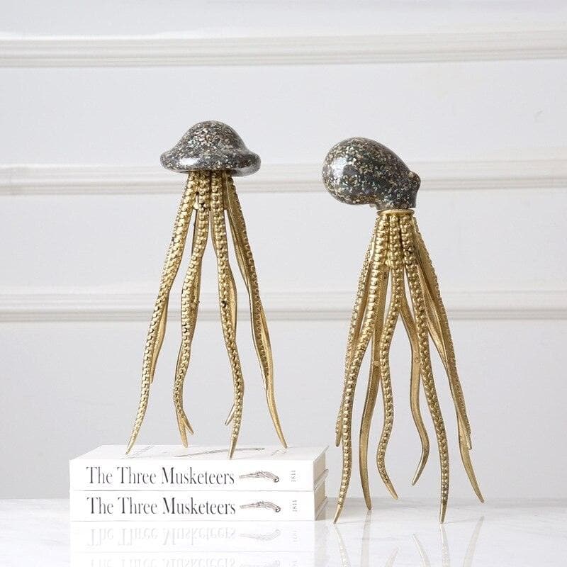 Glam Octopus and Jellyfish Marine Sculpture