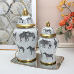 Glam Zebra Ceramic Ginger Jar