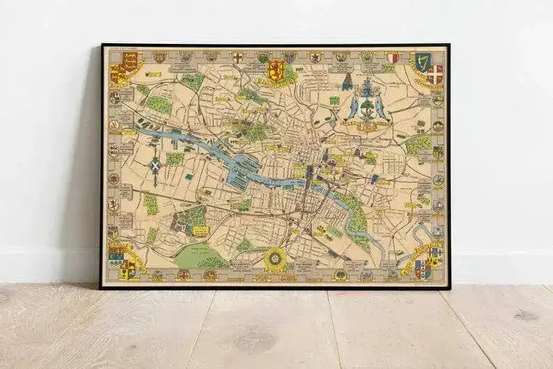Glasgow City Map Wall Print| Framed Map Wall Decor