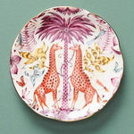 Glazed Safari Jungle Style Ceramic Plate Giraffe