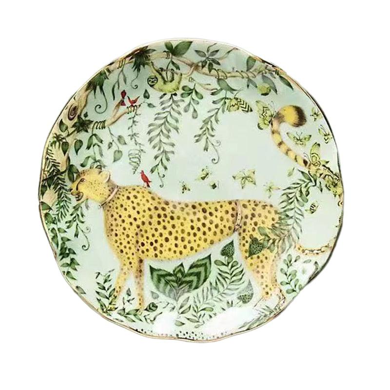 Glazed Safari Jungle Style Ceramic Plate