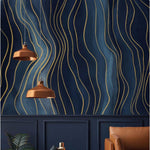 Gold Abstract Deep Blue Navy Wall Mural