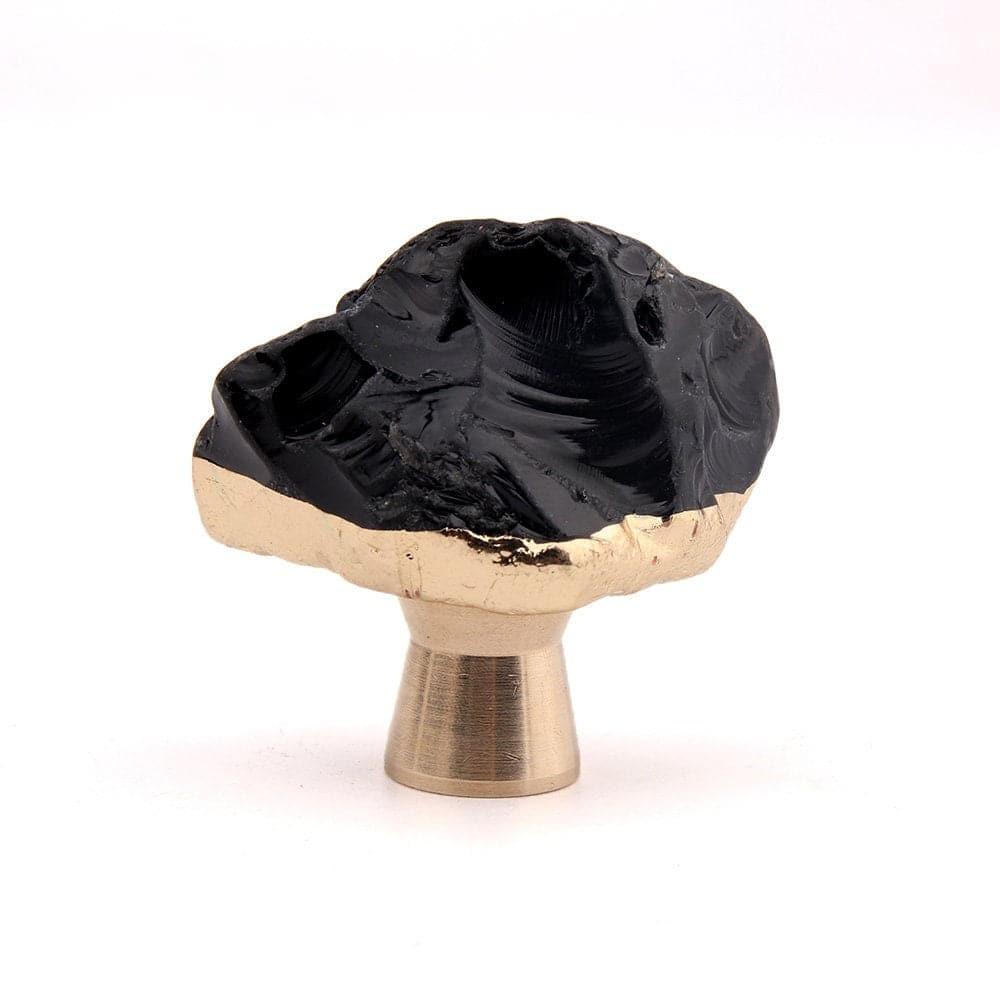 Gold and Black Obsidian Crystal Cabinet Door Knob