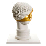 Gold and White Cut-Out Hermes Bust Statute