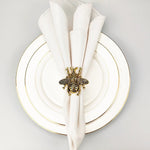 Gold Bumble Honey Bee Napkin Rings - 6 Pcs