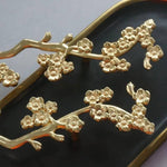 Gold Cherry Blossom Tree Branch Door Knob Handles - Set of 2