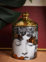 Gold Cloud over Lina Cavalieri Ceramic Aromatherapy Candle Jar with Lid