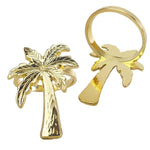 Gold Coconut Tree Napkin Rings- 6 Pcs One Size Gold