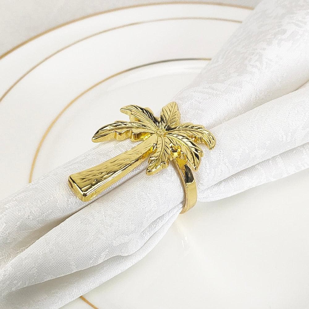 Gold Coconut Tree Napkin Rings- 6 Pcs