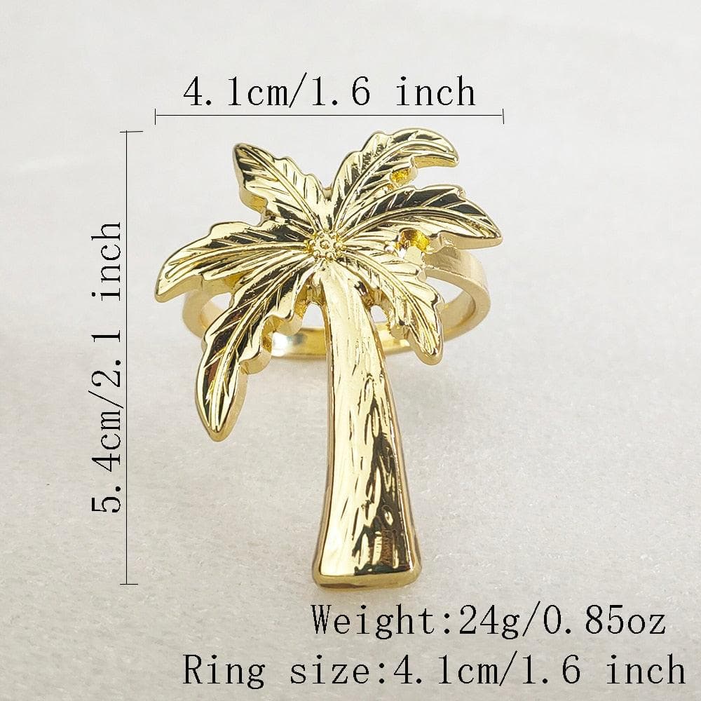 Gold Coconut Tree Napkin Rings- 6 Pcs