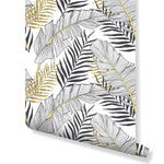 Gold Contrast Black Palm Leaves Wallpaper