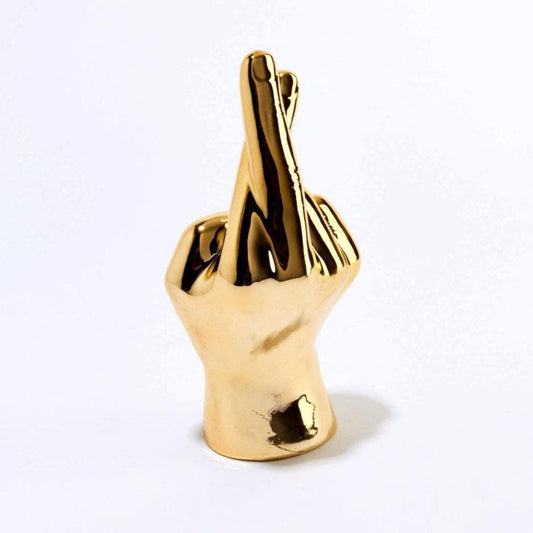 Gold Crossed Finger Decorative Figure - MAIA HOMES