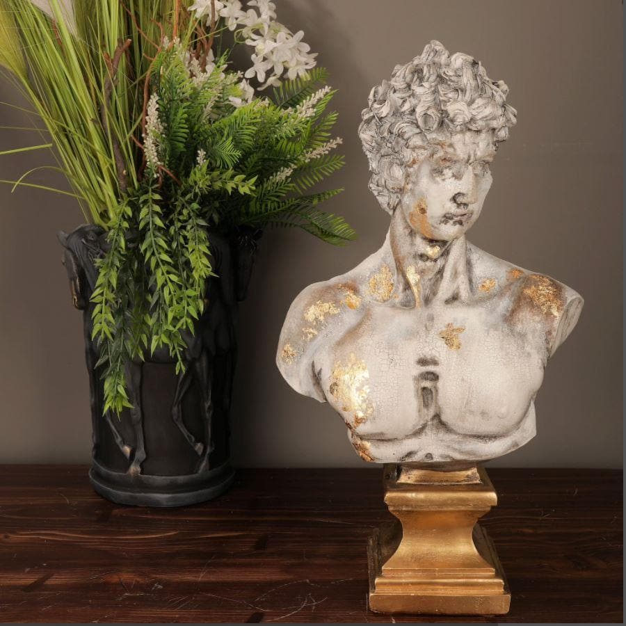 Gold Dripping Michelangelo David Bust 17" Sculpture