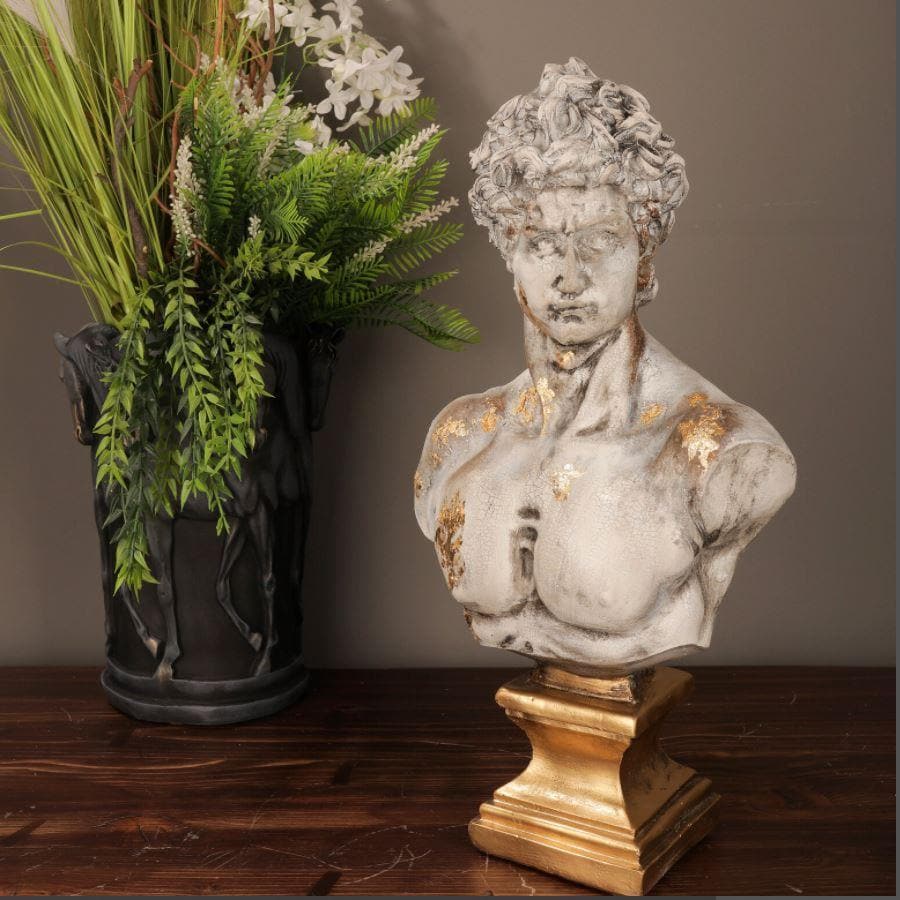 Gold Dripping Michelangelo David Bust 17" Sculpture