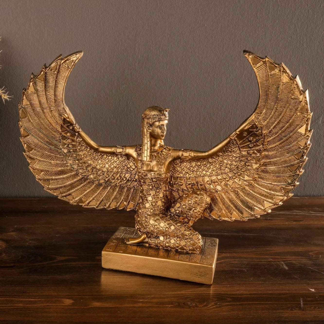 Gold Egyptian Goddess Isis Sculpture