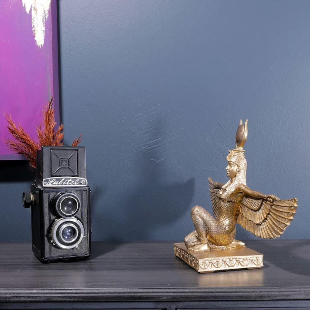 Gold Egyptian Goddess Isis with Wings Sculpture - MAIA HOMES