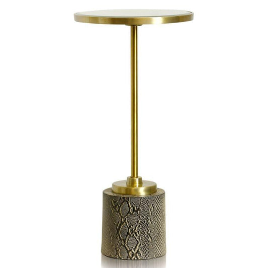 Gold Faux Snake Skin Pedestal End Table - MAIA HOMES