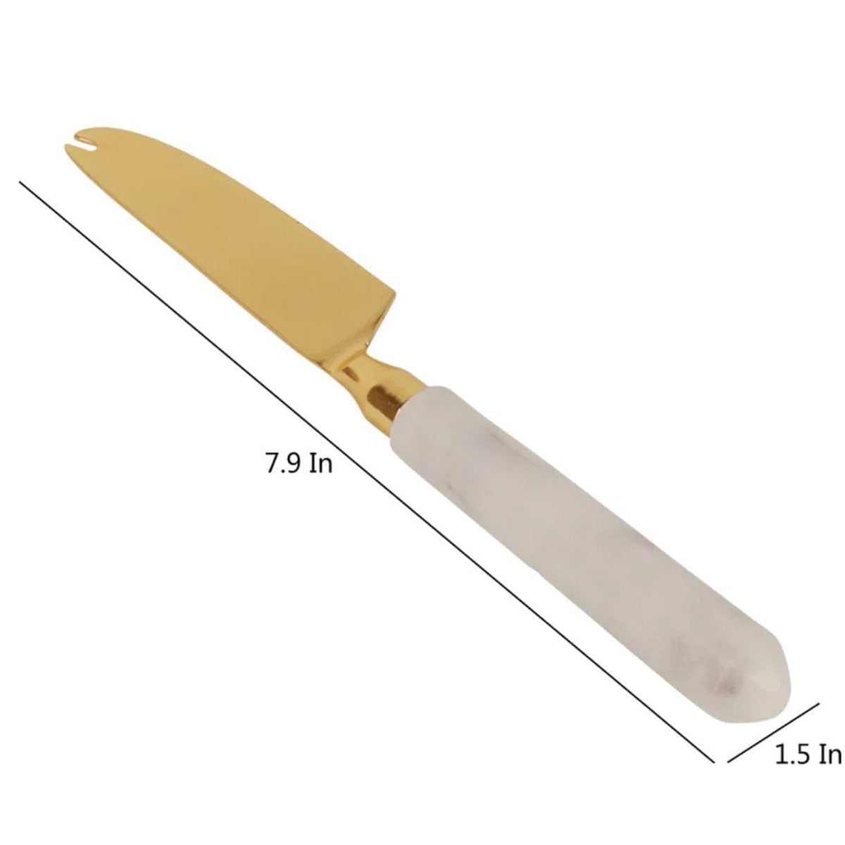 Gold Finish Marble Handle Cheese Knife Pieces, Set of 3