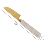 Gold Finish Marble Handle Cheese Knife Pieces, Set of 3