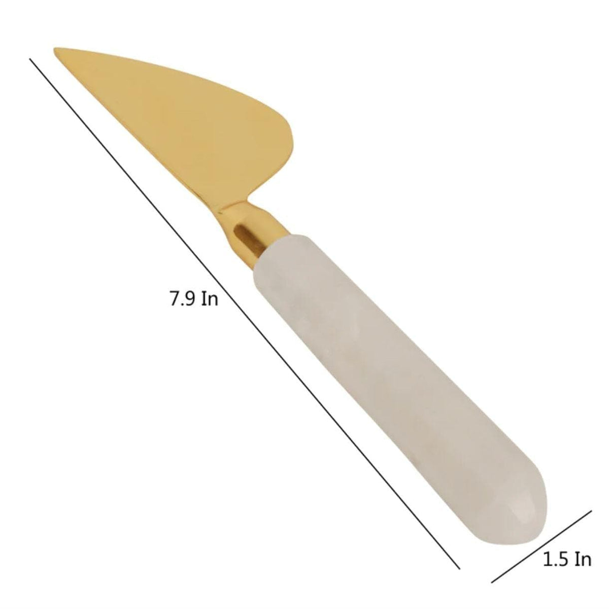 Gold Finish Marble Handle Cheese Knife Pieces, Set of 3