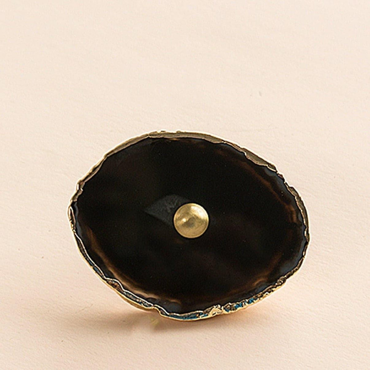 Gold Gilded Agate Stone Brass Cabinet Drawer Knob