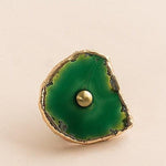 Gold Gilded Agate Stone Brass Cabinet Drawer Knob Green