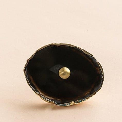 Gold Gilded Agate Stone Brass Cabinet Drawer Knob Black