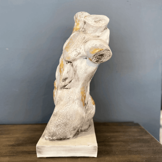 Gold Gilded Cracked Marble Male Torso Sculpture Statue - MAIA HOMES