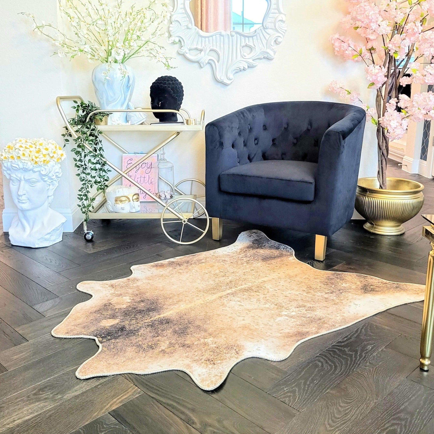 Gold Gilded Faux Cowhide Rug