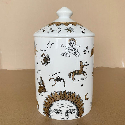 Gold Gilded Zodiac Sign Candle Jar with Lid - MAIA HOMES