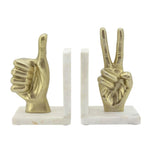 Gold Hand Sign Marble Bookends