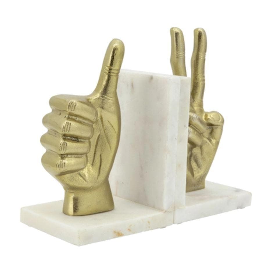 Gold Hand Sign Marble Bookends - MAIA HOMES