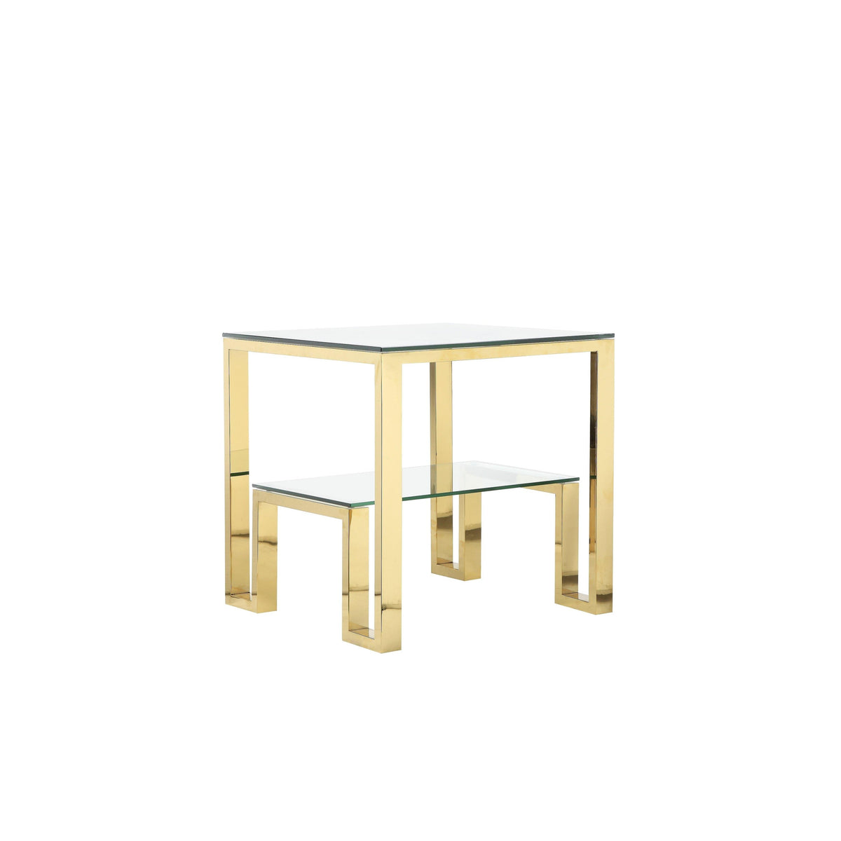 Gold High Polished Glass Side Table High Polish Gold