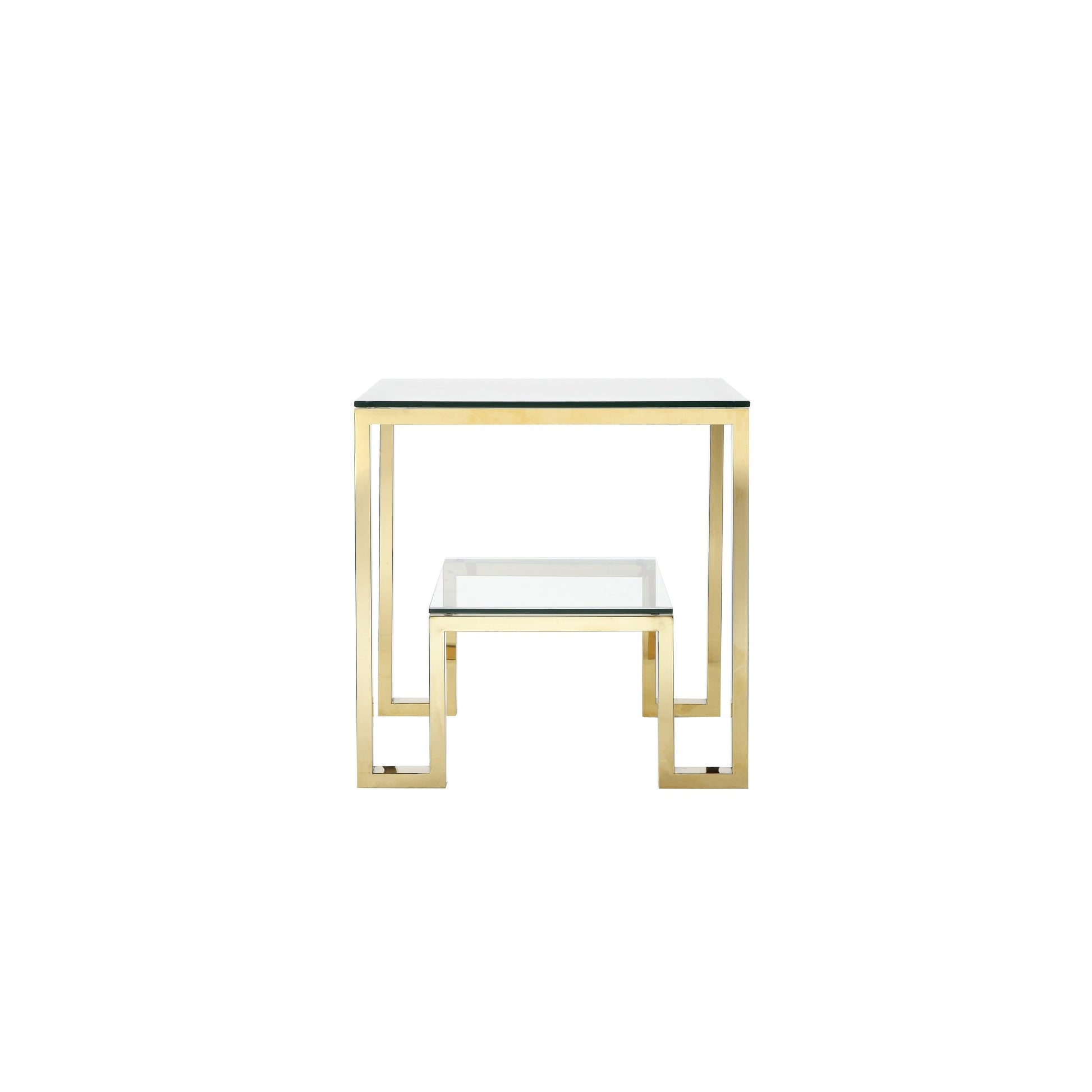 Gold High Polished Glass Side Table - MAIA HOMES
