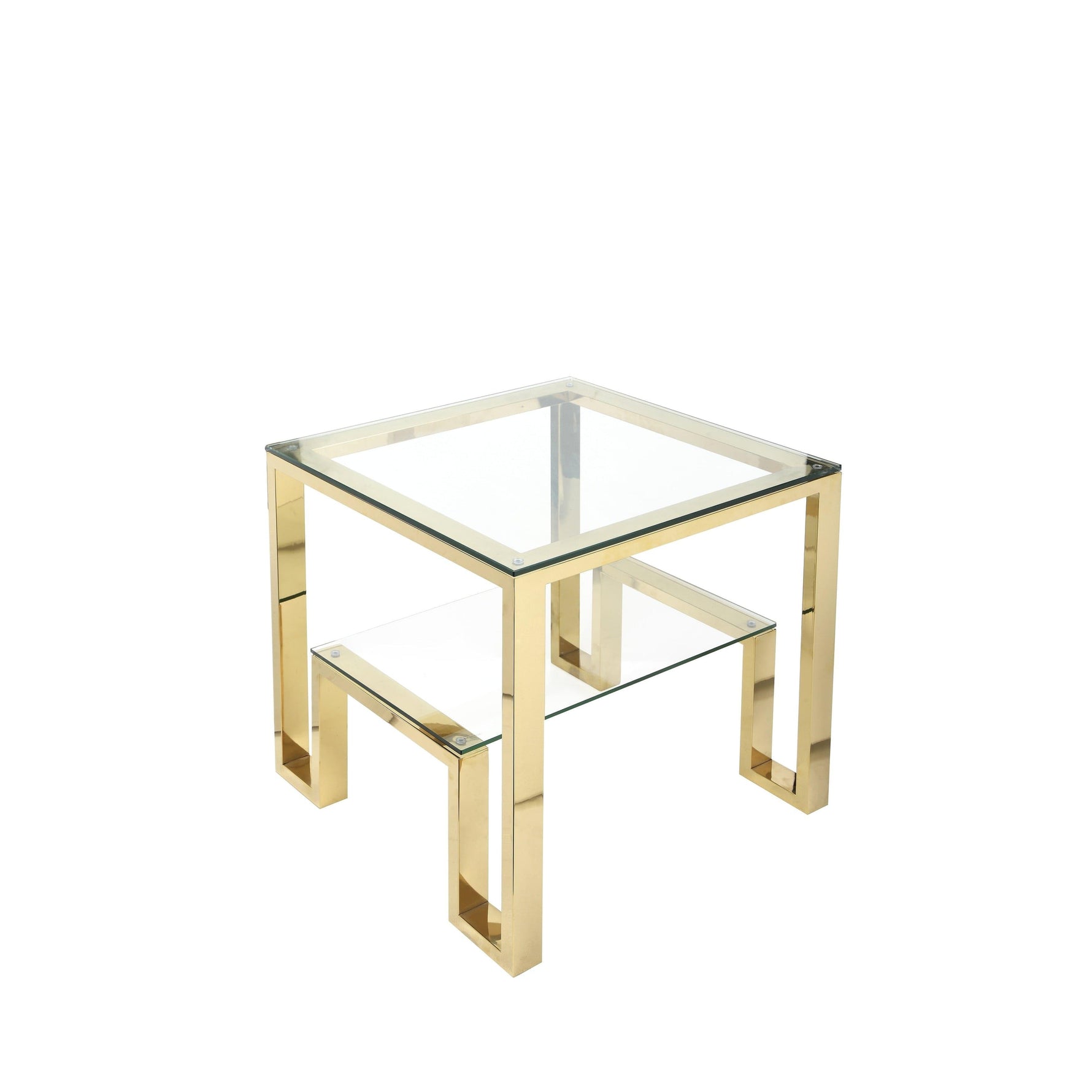 Gold High Polished Glass Side Table