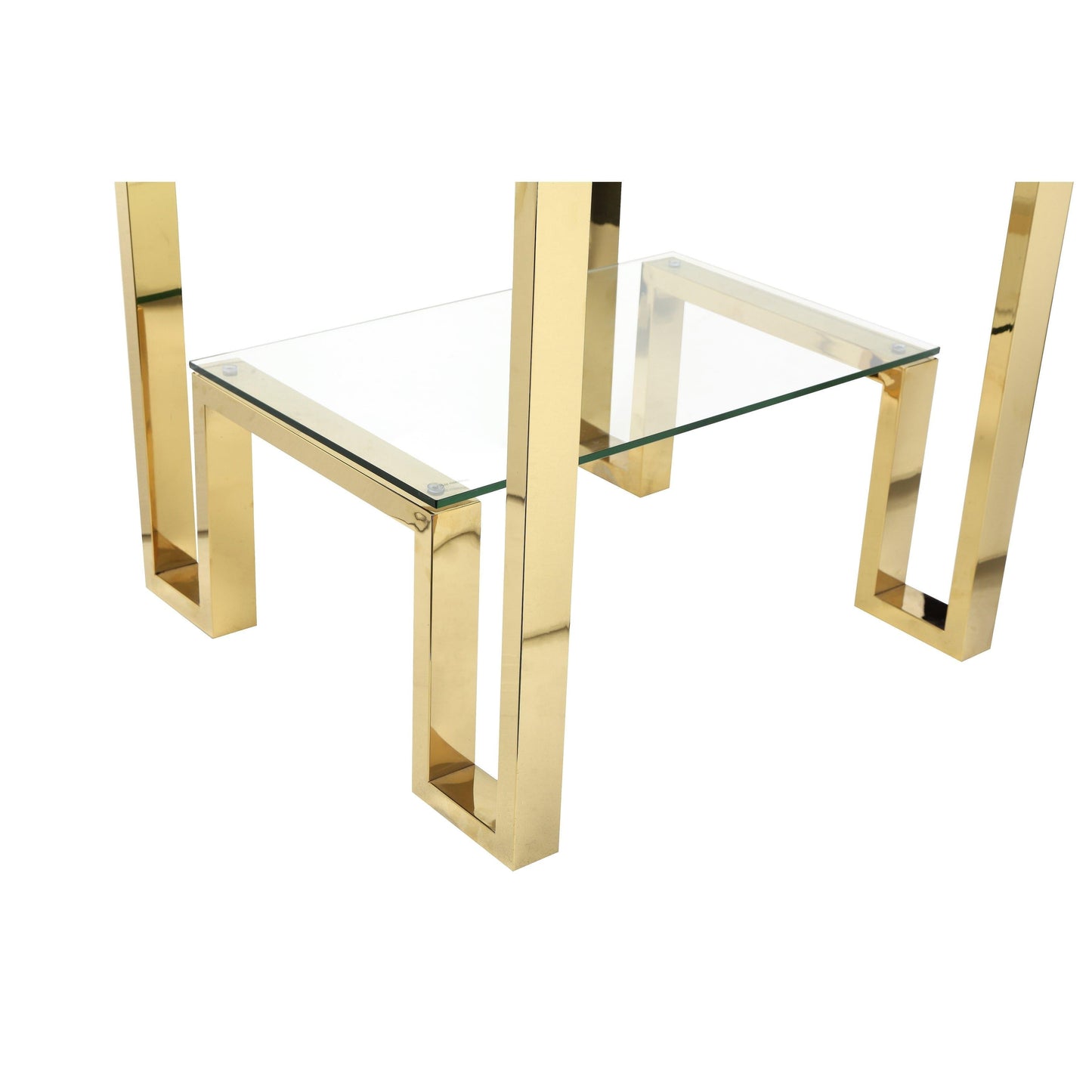 Gold High Polished Glass Side Table - MAIA HOMES