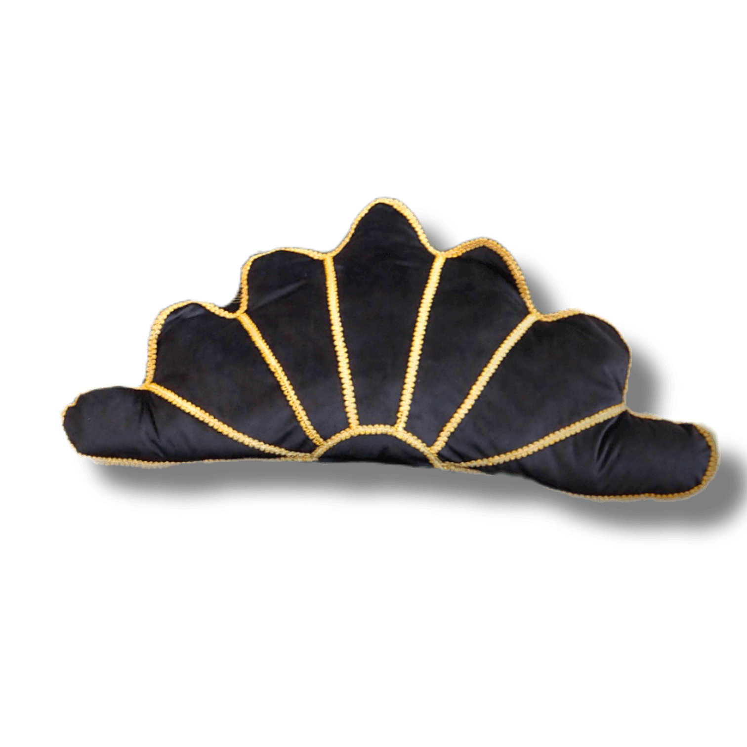 Gold Lace Sunburst in a Shell Pillow - Black Black Cover + Insert Filling