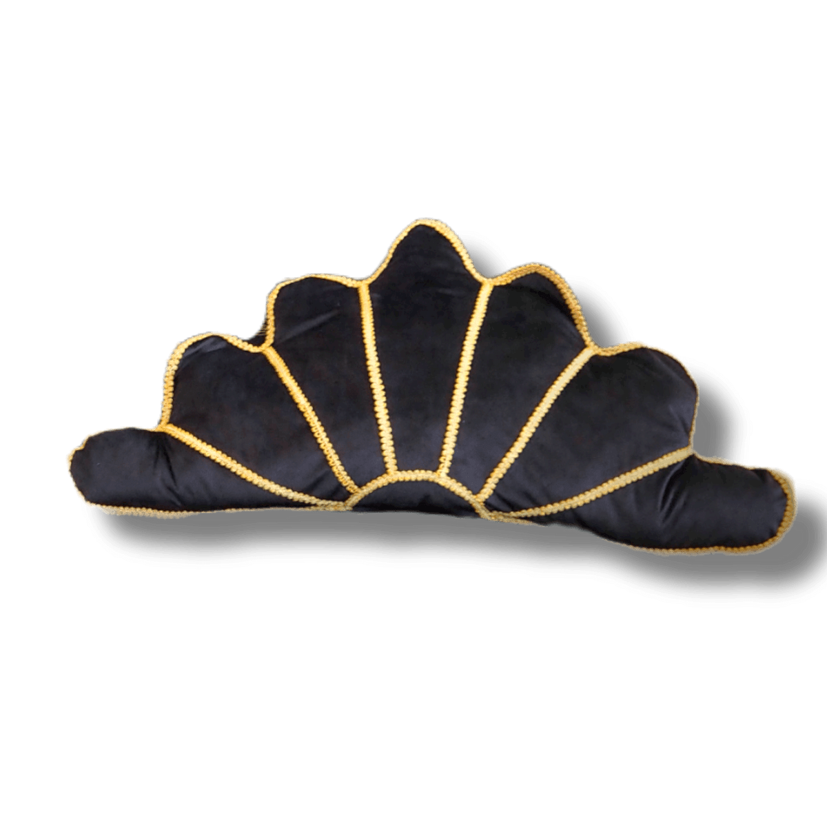 Gold Lace Sunburst in a Shell Pillow - Bright Gold Black