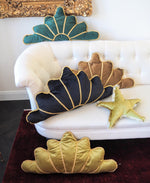 Gold Lace Sunburst in a Shell Pillow - Green Gold Cover Only