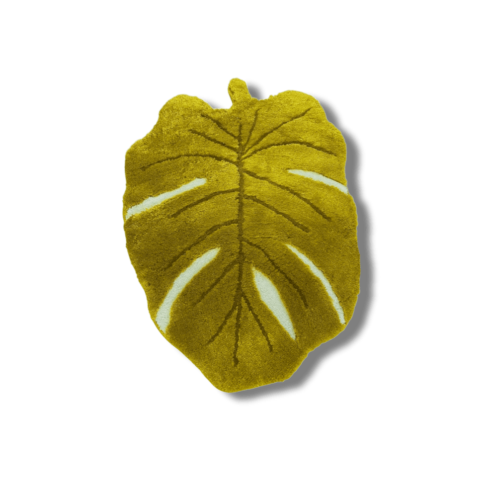 Gold Monster Leaf Shape Cotton Rug