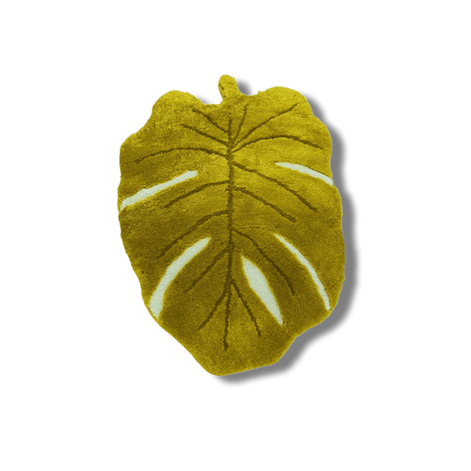Gold Monster Leaf Shape Cotton Rug - MAIA HOMES